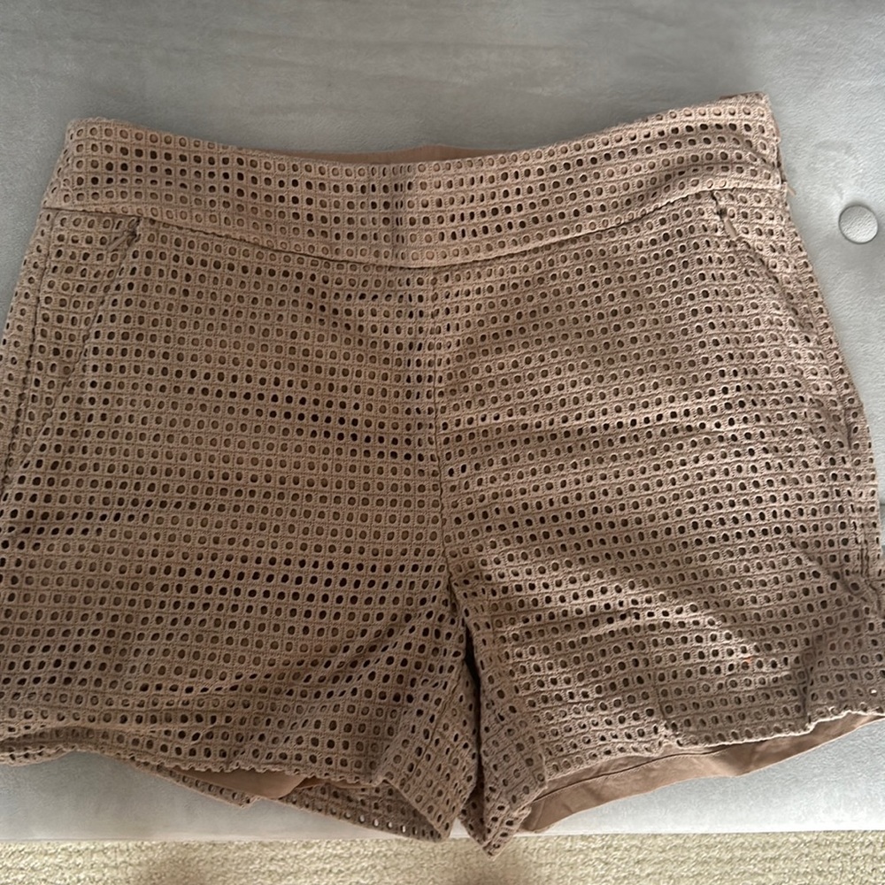 Beige eyelet shorts by W by Worth